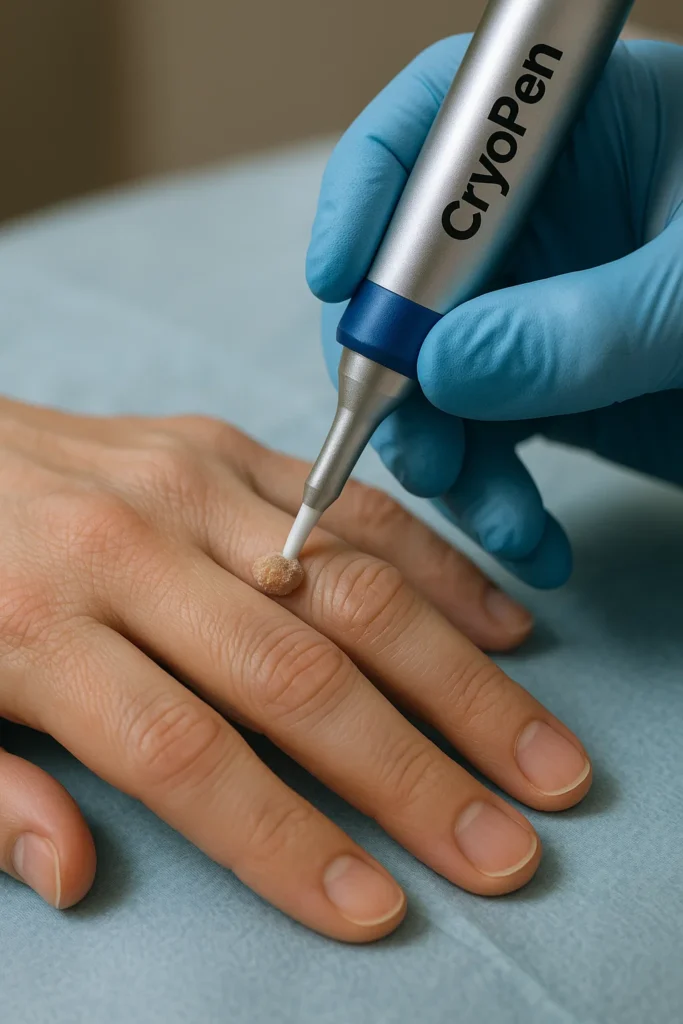example of cryopen wart removal Kingston Hill treatment on a persons finger