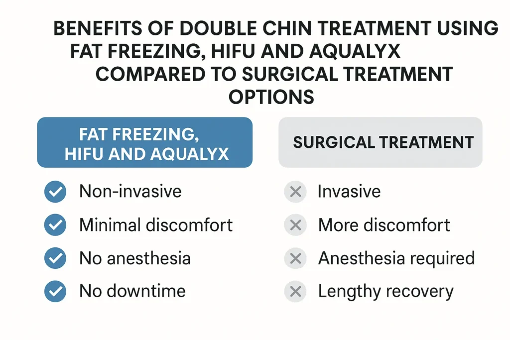Graphic about the benefits of double chin treatment Kingston Hill - from LA LIPO