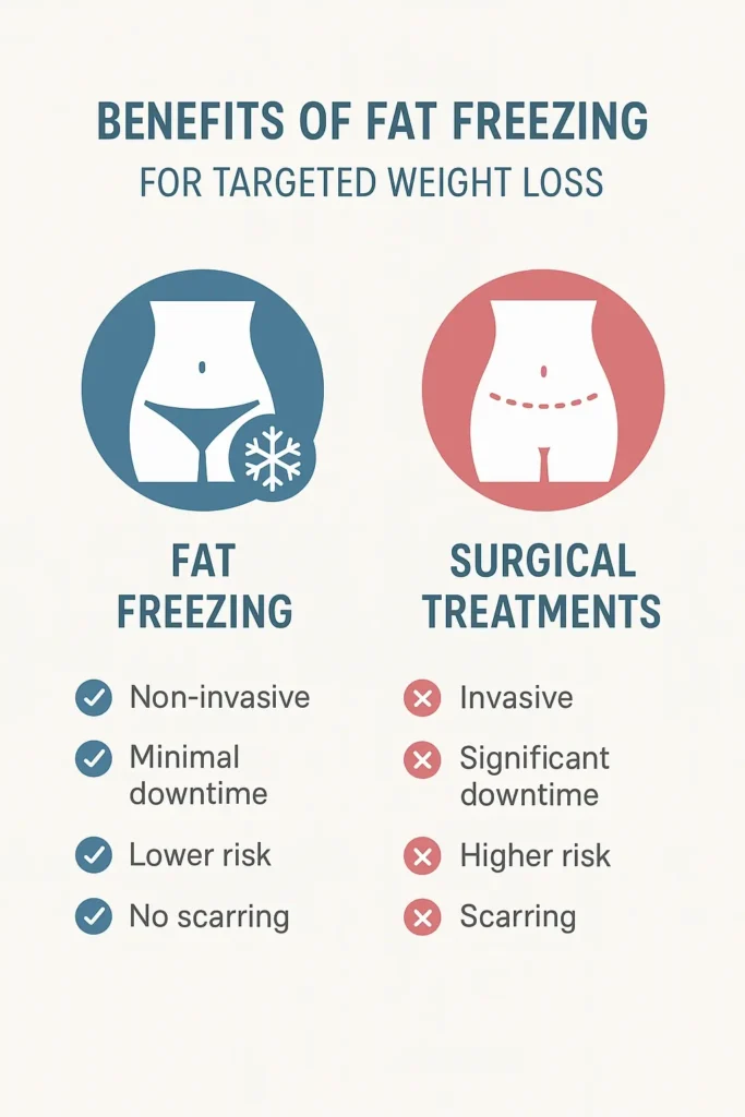 graphic showing the benefits of fat freezing Kingston Hill