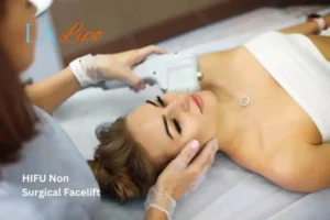 Woman having Hi-Fu to reduce wrinkles Kingston Hill.