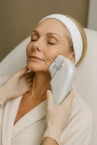 Woman receiving HIFU non surgical facelift treatment Kingston Hill