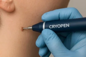 Person receiving skin tag removal Kingston Hill